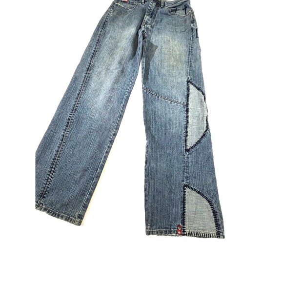 Vtg Ecko Unltd Jeans Sz. 32 Med. Blue Wash Denim Patch Y2K Baggy Fit  Red Hook - Picture 2 of 16